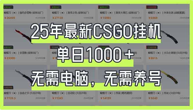 (14178期)25年最新CSGO挂机系统,单日1000+,无需电脑,无需养号,0基础可上手|轻创终点站