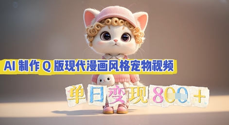 AI制作Q版现代漫画风格宠物视频,单日变现几张|轻创终点站