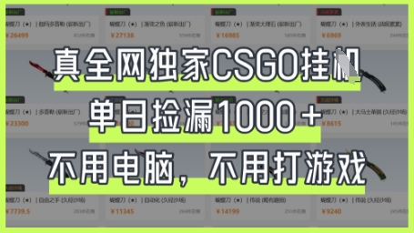真全网独家CSGO挂G,单日捡漏1k+【揭秘】|轻创终点站